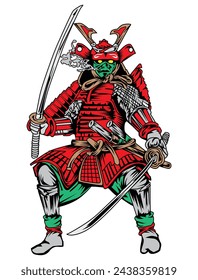 Feroz Samurai Guerrero Oni Ilustración vectorial