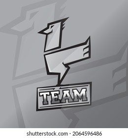 The fierce silver rooster esport logo, which means strength, toughness, and courage, is suitable for team or personal logos