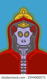 fierce skeleton king illustration good for logo