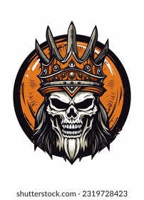 A fierce skull warrior depicted in a hand-drawn logo design illustration. Conveys strength, bravery, and a warrior spirit