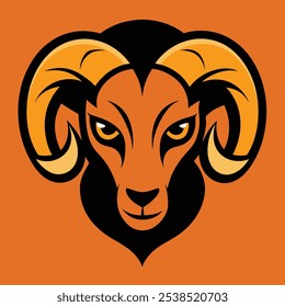 A fierce, stylized ram-head mascot logo featuring sharp horns, intense eyes, and bold lines. Perfect for sports teams or brands, symbolizing strength, resilience, and determination.