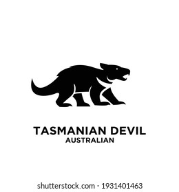 fierce tasmanian devil national zoo vector icon black silhouette logo illustration graphic design for company logo identity.