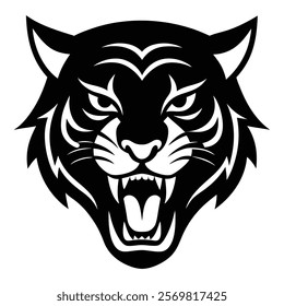 Fierce Tiger Face Silhouette for Artistic Graphics