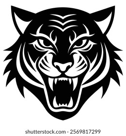 Fierce Tiger Face Silhouette for Graphic Design