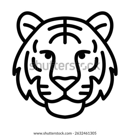 Fierce tiger face vector illustration. Editable stroke.
