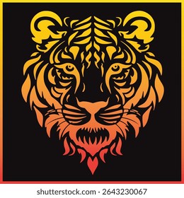 Fierce Tiger Head in Bold Gradient Colors
