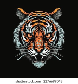 fierce tiger head illustration logo vector