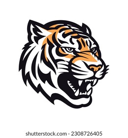 Fierce Tiger Head Logo Icon Mascot Vector Illustration Design for Branding
