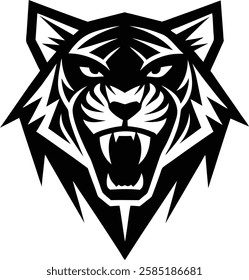 a fierce tiger head logo vector