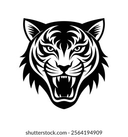 Fierce Tiger Head Silhouette Vector Illustration