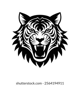 Fierce Tiger Head Silhouette Vector Illustration