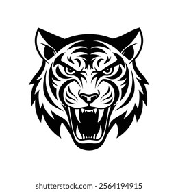 Fierce Tiger Head Silhouette Vector Illustration