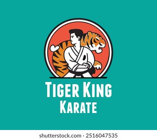 Logotipo de Kai Karate de Tigre Feroz – Poderoso Emblema de Artes Marciales con Gráficos de Tigre Audaz y Elementos de Karate Dinámicos