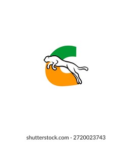 Stark Tiger springende Buchstabe C-Logo. Perfekt für wettbewerbsfähige Teams, extreme Marken und leistungsstarke Logo-Visuals