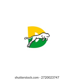 Stark Tiger springen Letter D Logo. Perfekt für wettbewerbsfähige Teams, extreme Marken und leistungsstarke Logo-Visuals