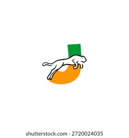 Der wilde Tiger springt das Letter J Logo. Perfekt für wettbewerbsfähige Teams, extreme Marken und leistungsstarke Logo-Visuals