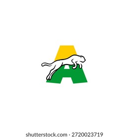 Stark Tiger springen Letter A Logo. Perfekt für wettbewerbsfähige Teams, extreme Marken und leistungsstarke Logo-Visuals