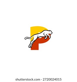 Stark Tiger springen Letter P Logo. Perfekt für wettbewerbsfähige Teams, extreme Marken und leistungsstarke Logo-Visuals