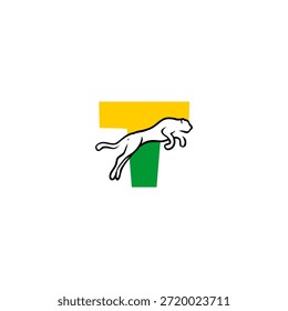 Stark Tiger springen Letter T Logo. Perfekt für wettbewerbsfähige Teams, extreme Marken und leistungsstarke Logo-Visuals