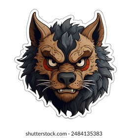 Fierce Tiger Vector Sticker, This image sticker features a powerful boar with a fierce expression, It's great for use as a logo, on clothing, or as a print sticker