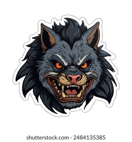 Fierce Tiger Vector Sticker, This image sticker features a powerful boar with a fierce expression, It's great for use as a logo, on clothing, or as a print sticker