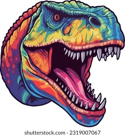 Fierce T-Rex Dinosaur Watercolor Head Portrait. this print-based design is perfect for any shaped canvas. Adhere it to your walls for a bold statement piece.