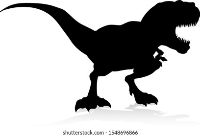 Fierce Tyrannosaurs Rex dinosaur silhouette illustration