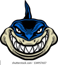 Fierce Vector Cartoon Killer Shark Face