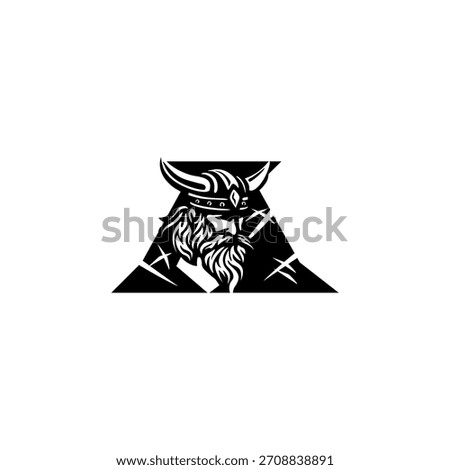 A fierce Viking head letter logo featuring a bold Nordic warrior shaped into an alphabet form, crafted with strong lines, modern style, and powerful identity for branding needs.