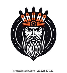 A fierce Viking head vector clip art illustration, exuding strength and determination, perfect for Viking-inspired designs and historical projects