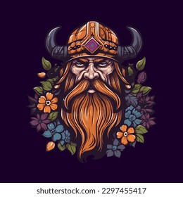 A fierce Viking warrior hand-drawn logo design, perfect for a sports team or brand wanting to convey strength and resilience