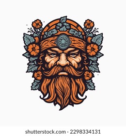 A fierce Viking warrior hand-drawn logo design, perfect for a sports team or brand wanting to convey strength and resilience