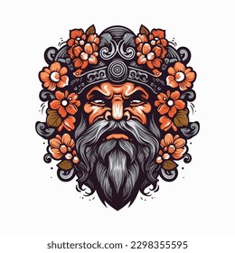 A fierce Viking warrior hand-drawn logo design, perfect for a sports team or brand wanting to convey strength and resilience