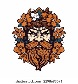 A fierce Viking warrior hand-drawn logo design, perfect for a sports team or brand wanting to convey strength and resilience