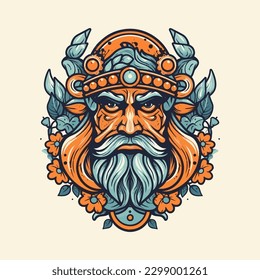 A fierce Viking warrior hand-drawn logo design, perfect for a sports team or brand wanting to convey strength and resilience