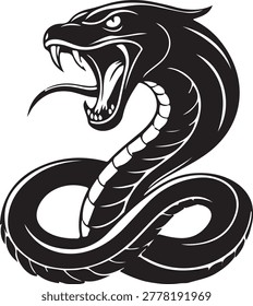 Fierce viper snake head illustration in black and white style. Sharp fangs and open mouth for a aggressive animal logo. Fierce viper snake head illustration in black and white style. Sharp fangs and open mouth for a aggressive animal logo.
