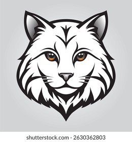Fierce White Cat Head Vector Logo