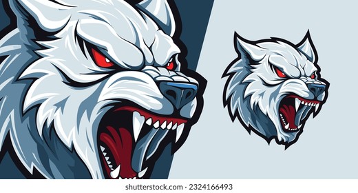 Mascota de Werewolf blanco feroz: Logo llamativo para equipos deportivos competitivos y deportivos electrónicos - Gráfico vectorial