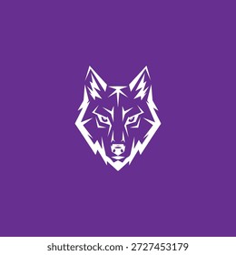 Emblema de cabeza de lobo blanco feroz