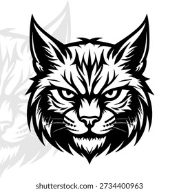 Logo de la mascota de la cabeza de gato salvaje feroz