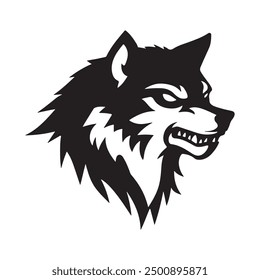 Fierce Wolf Head Vector Illustration.