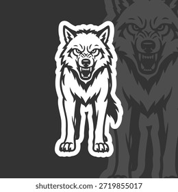 Ilustración de lobo feroz en blanco y negro