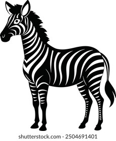 Fierce Zebra Head with Bold Stripes - Monochrome Animal Art