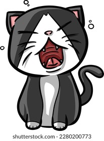 Fierce-faced cat is yawning But he could sleep all day.