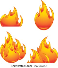 Fiery abstract icons isolated on the white. Vector