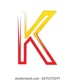 Letra Abstractas ardiente K Ilustración vectorial.