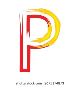 Fiery Abstract Letter P Vector Illustration.