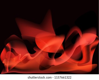 Fiery background is red on black. 