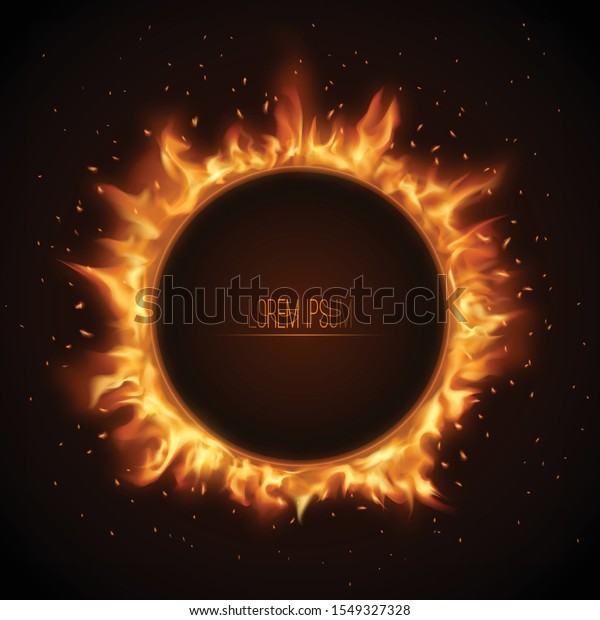 Fiery Bannerflame Circle Sparksa Glowing Frame Stock Vector Royalty Free