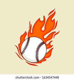 Fiery Baseball (Softball) vector Illustration for Template Design